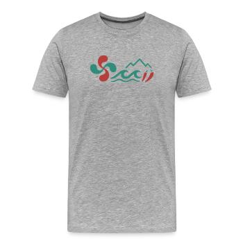 Berg- und buntes Chili-Pfeffer-Muster - Männer Premium Bio T-Shirt - Grau meliert - Vorne - Damien (186cm)