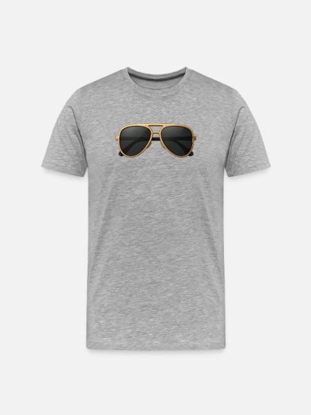 Goldene Pilotenbrille im Retro-Design - Männer Premium Bio T-Shirt - Grau meliert