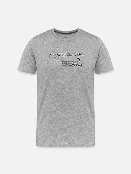 Confirmation 2026 moving train steaming locomotive - Men's Premium Organic T-Shirt - heather grey
