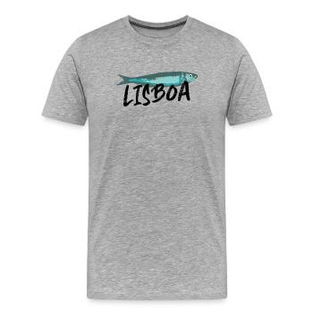 Lissabon Sardine Illustration Portugal im Sommer - Männer Premium Bio T-Shirt - Grau meliert - Vorne - Damien (186cm)