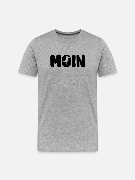 Moin mit die Möwe - Männer Premium Bio T-Shirt - Grau meliert