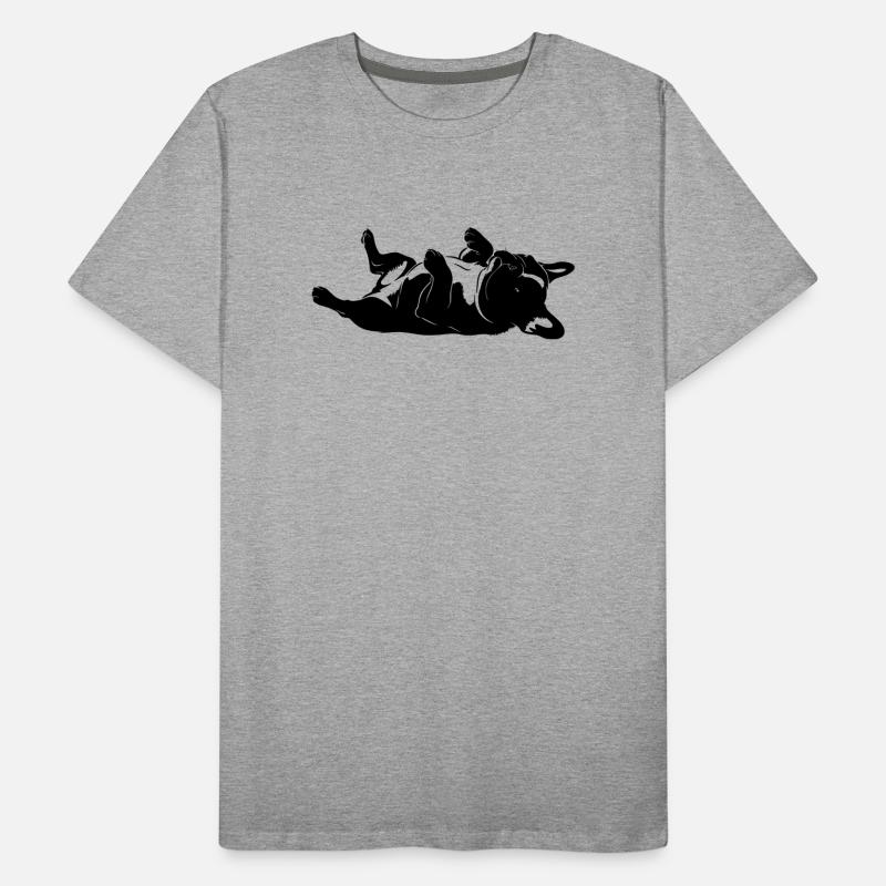 Lying dog on its back Men's Premium Organic T-Shirt