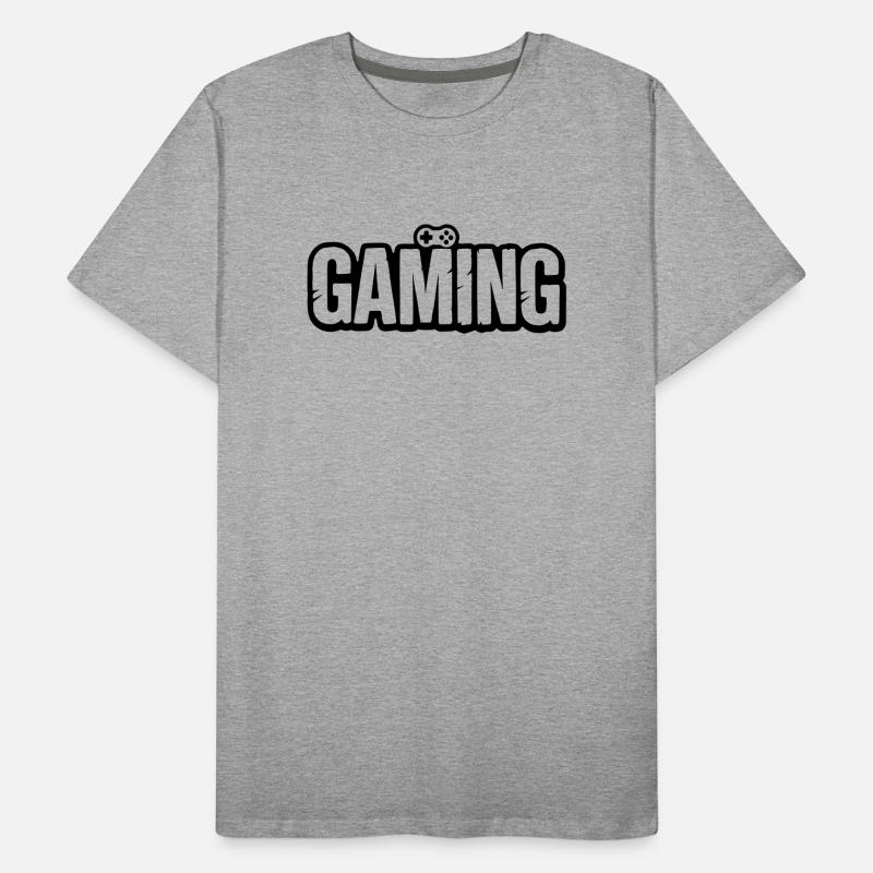 Gaming_Schrift_mit_Conroller Männer Premium Bio T-Shirt