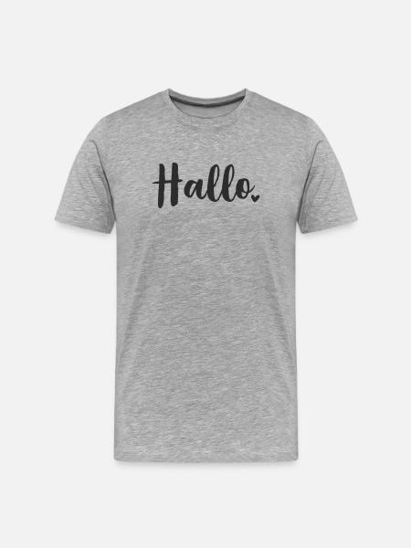 Hallo Herz - Männer Premium Bio T-Shirt - Grau meliert