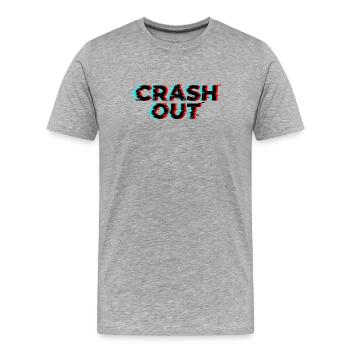 Crash Out - Glitch Style Black Red Cyan - Men's Premium Organic T-Shirt - heather grey - Front - Damien (186cm)
