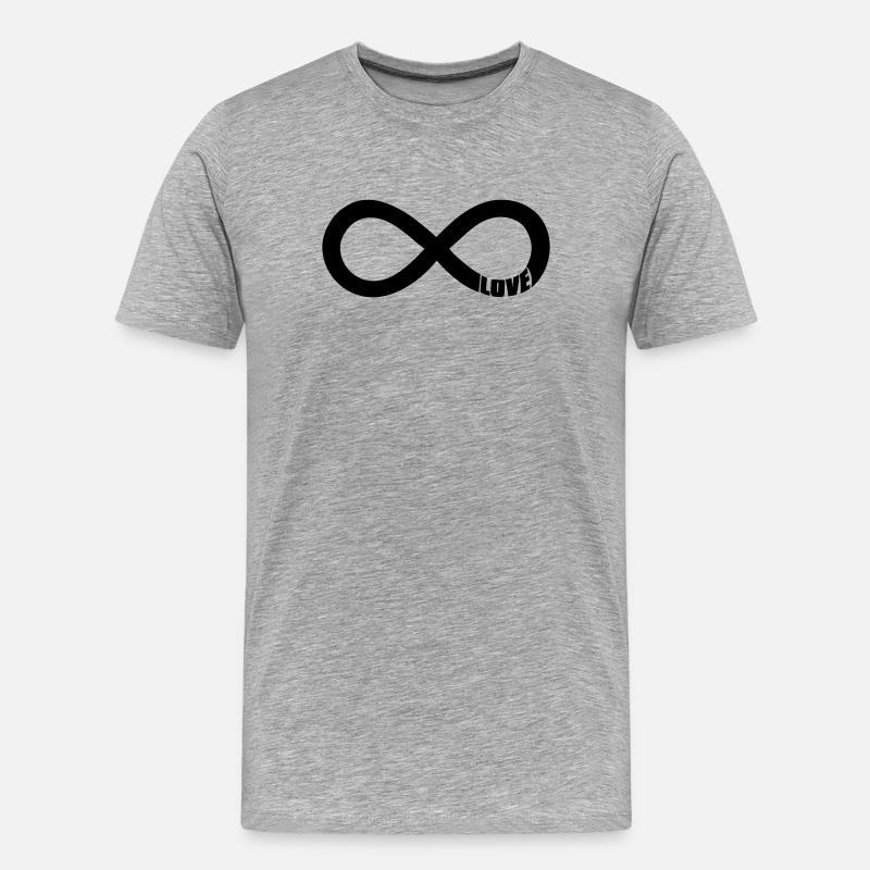 Infinity Love Symbol – Schwarz - Männer Premium Bio T-Shirt - Grau meliert