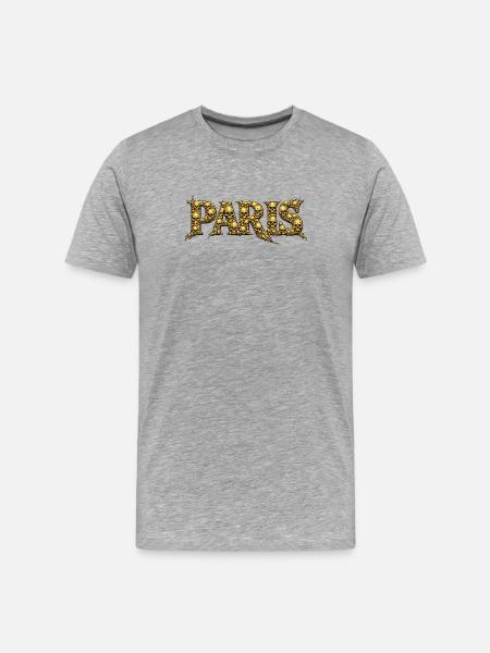 PARIS Schädel-Schrift - Männer Premium Bio T-Shirt - Grau meliert