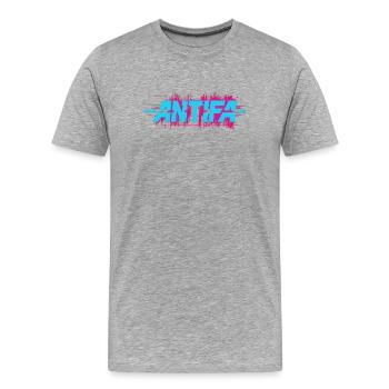 Antifa - Antifascist Merch - Men's Premium Organic T-Shirt - heather grey - Front - Damien (186cm)
