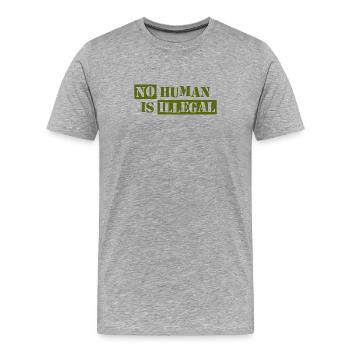 Aucun humain n’est illégal - T-shirt bio Premium Homme - gris chiné - Devant - Damien (186cm)