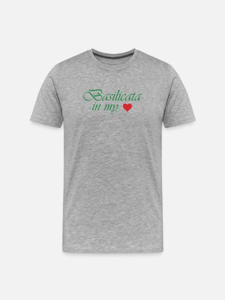 Basilicate dans mon cœur - T-shirt bio Premium Homme - gris chiné