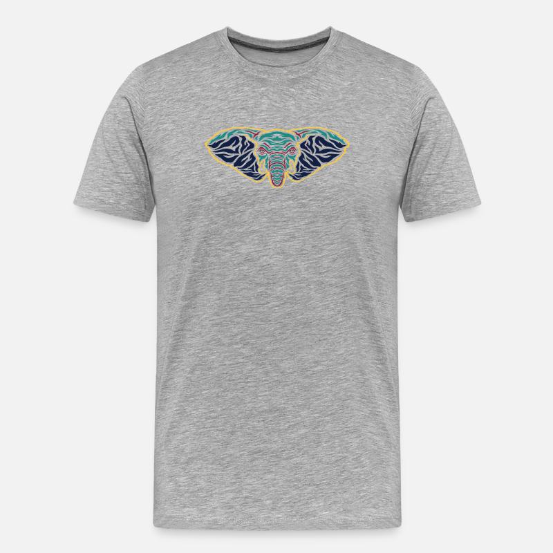 Psychedelischer Elefantenkopf - Männer Premium Bio T-Shirt - Grau meliert