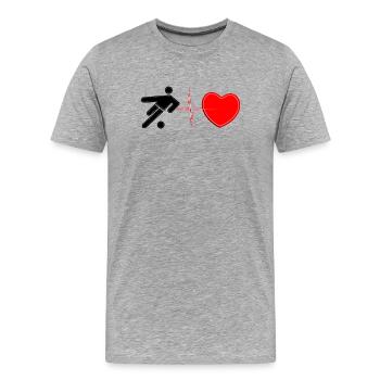 Soccer Heartbeat Lifeline – Football Passion Art - T-shirt bio Premium Homme - gris chiné - Devant - Damien (186cm)