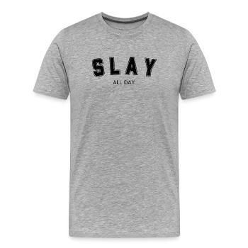 Maillot SLAY - T-shirt bio Premium Homme - gris chiné - Devant - Damien (186cm)