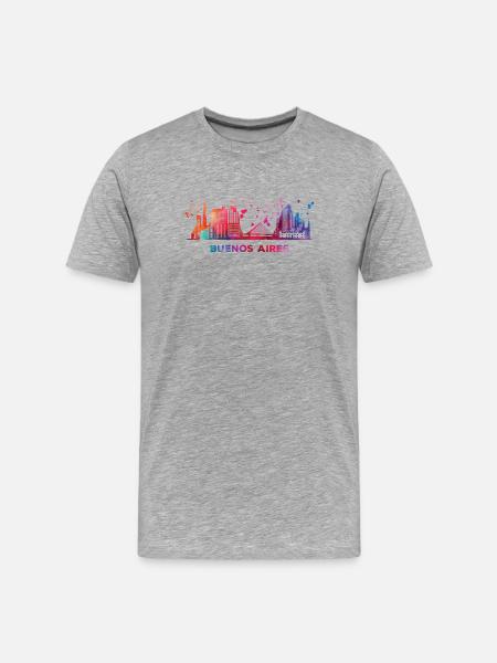 Portenos Skyline Buenos Aires - Männer Premium Bio T-Shirt - Grau meliert
