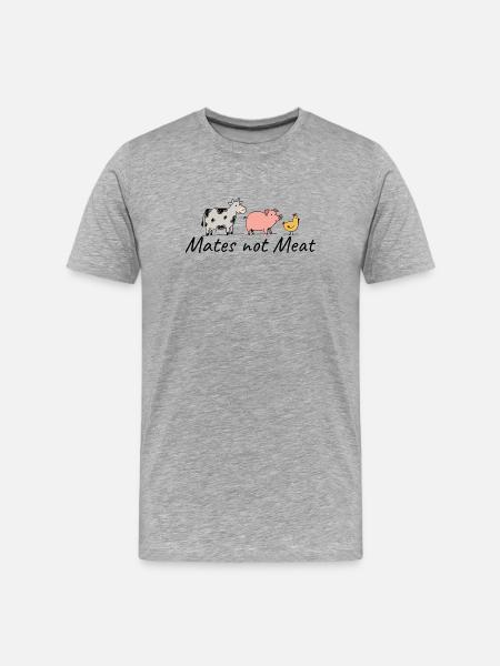 Veganer Mates not Meat Tierliebe - Männer Premium Bio T-Shirt - Grau meliert