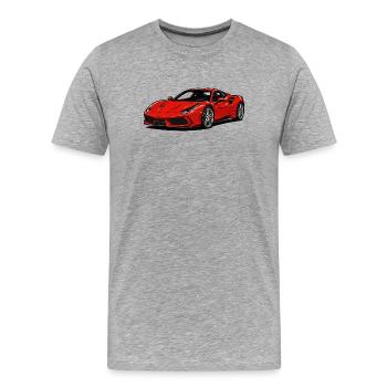 Red Sports Car Illustration - Men's Premium Organic T-Shirt - heather grey - Front - Damien (186cm)