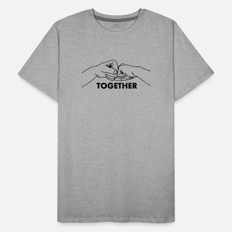 Hand gesture collaboration teamwork with text together Men's Premium Organic T-Shirt