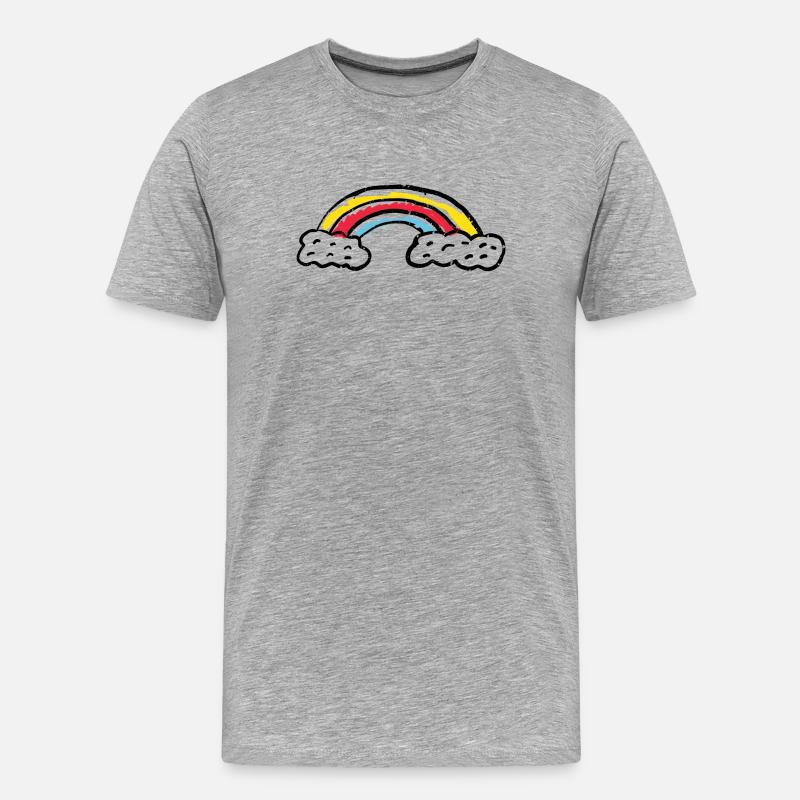 Regenbogen-Pinsel-Bogenstriche - Männer Premium Bio T-Shirt - Grau meliert