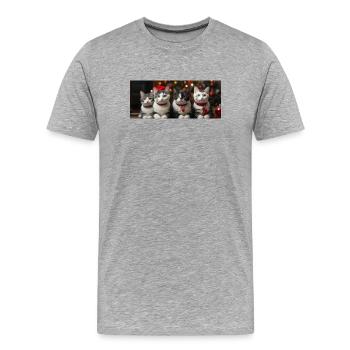 Chaton de Noël - T-shirt bio Premium Homme - gris chiné - Devant - Damien (186cm)