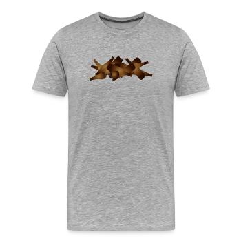 Leere braune Bierflaschen auf einem Haufen - Männer Premium Bio T-Shirt - Grau meliert - Vorne - Damien (186cm)