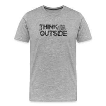 THINK_OUTSIDE - Männer Premium Bio T-Shirt - Grau meliert - Vorne - Damien (186cm)