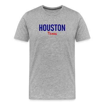 Houston - Texas - États-Unis - Amérique - Amérique - T-shirt bio Premium Homme - gris chiné - Devant - Damien (186cm)