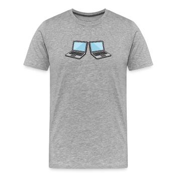 Collaboration avec les ordinateurs portables doubles - T-shirt bio Premium Homme - gris chiné - Devant - Damien (186cm)