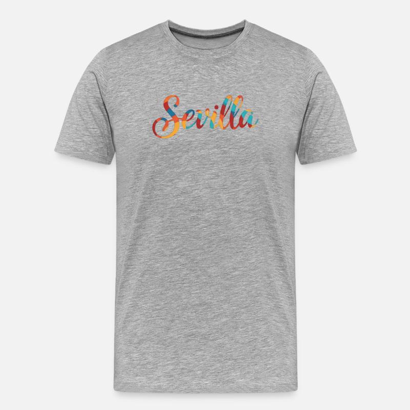 Sevilla Regenbogen Script - Männer Premium Bio T-Shirt - Grau meliert