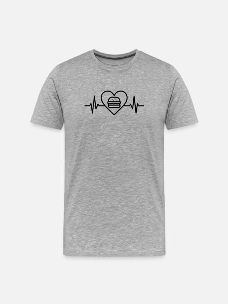 Burger Heart Fast Food Hamburger - Men's Premium Organic T-Shirt - heather grey
