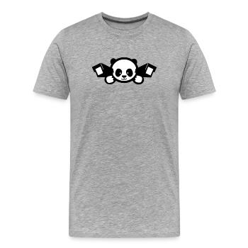 Cute Surveillance Panda – China Satire - Männer Premium Bio T-Shirt - Grau meliert - Vorne - Damien (186cm)