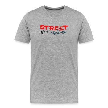 Street Life Graffiti  - Männer Premium Bio T-Shirt - Grau meliert - Vorne - Damien (186cm)