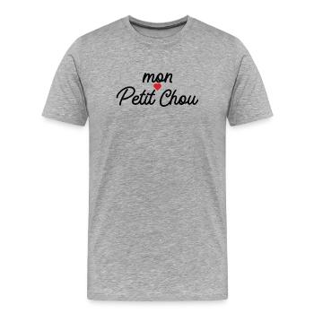 Mon Petit Chou Script Coeur - T-shirt bio Premium Homme - gris chiné - Devant - Damien (186cm)