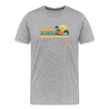 Maui Hawaii Retro Spring Break Tropical Cruise - Men's Premium Organic T-Shirt - heather grey - Front - Damien (186cm)