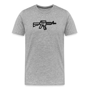 Waffe - Männer Premium Bio T-Shirt - Grau meliert - Vorne - Damien (186cm)