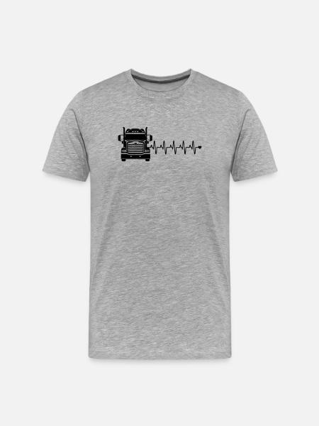 lkw herz - Männer Premium Bio T-Shirt - Grau meliert