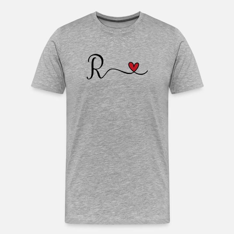 Buchstabe R Monogramm - Männer Premium Bio T-Shirt - Grau meliert