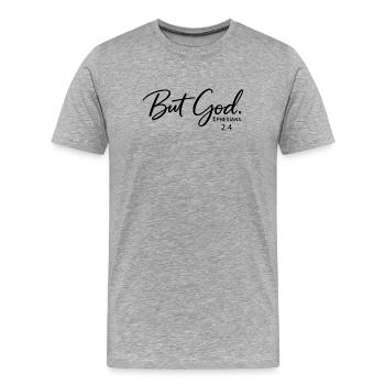 Mais Dieu - T-shirt bio Premium Homme - gris chiné - Devant - Damien (186cm)