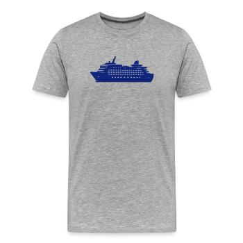 Silhouette de navire de croisière bleu - T-shirt bio Premium Homme - gris chiné - Devant - Damien (186cm)