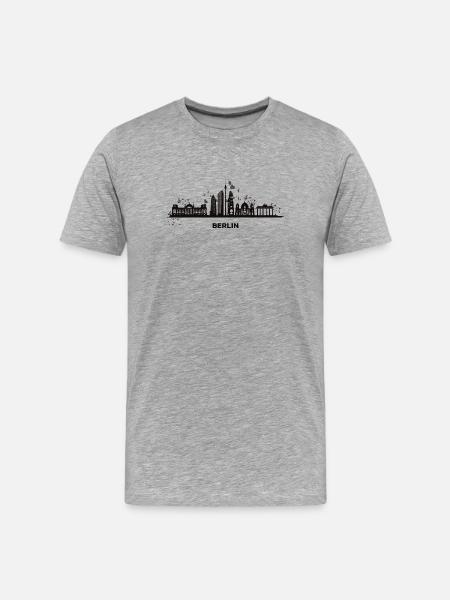 Skyline Bunt Berliner Stadtbild Berlin - Männer Premium Bio T-Shirt - Grau meliert