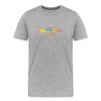 Skyline Bunt Berliner Stadtbild Berlin - Männer Premium Bio T-Shirt - Grau meliert - Vorne - Damien (186cm)