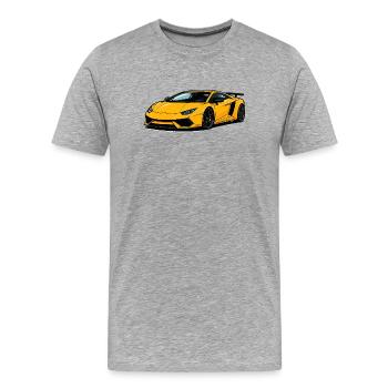 Speedster Supercar jaune - T-shirt bio Premium Homme - gris chiné - Devant - Damien (186cm)