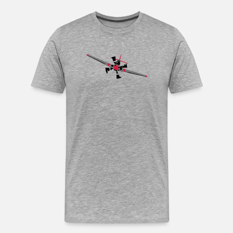 Flugzeug - Männer Premium Bio T-Shirt - Grau meliert