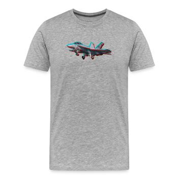 F18 Fighter Jet Glitch Aviation Streetwear - T-shirt bio Premium Homme - gris chiné - Devant - Damien (186cm)