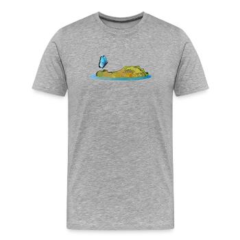 Crocodile in the water with butterfly - Men's Premium Organic T-Shirt - heather grey - Front - Damien (186cm)