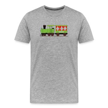 Dampflok Zug Eisenbahn - Männer Premium Bio T-Shirt - Grau meliert - Vorne - Damien (186cm)