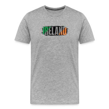 Ireland Flag Striped Wordmark - Men's Premium Organic T-Shirt - heather grey - Front - Damien (186cm)