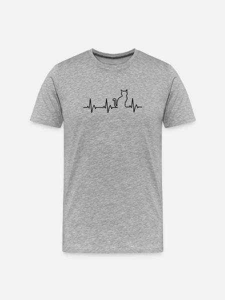 Katzen-Rettungsleine - Männer Premium Bio T-Shirt - Grau meliert