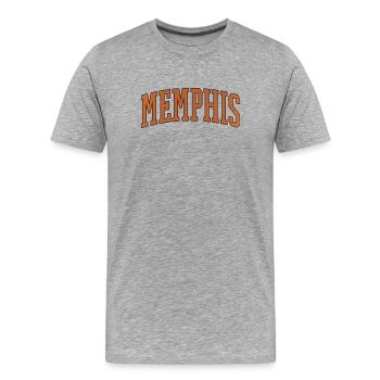 Logo de l’arc varsity de Memphis - T-shirt bio Premium Homme - gris chiné - Devant - Damien (186cm)