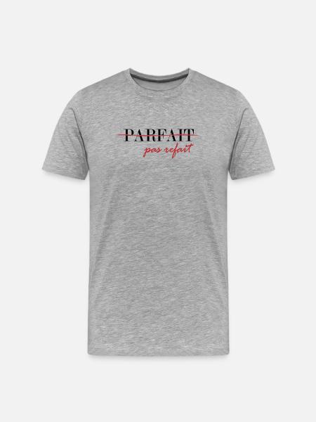 Perfect, not redone (black) - Men's Premium Organic T-Shirt - heather grey