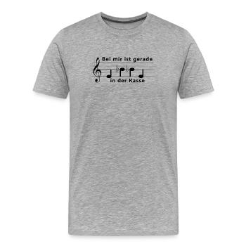 Noten - Ebbe In Der Kasse Humorvolle Notenschrift - Männer Premium Bio T-Shirt - Grau meliert - Vorne - Damien (186cm)